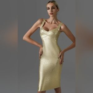 Sukia Mini Bandage Dress - Gold